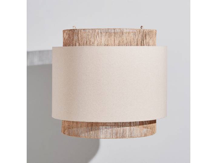 Nicht elektrifizierte Pendelleuchte aus cremefarbenem Jute und Leinen