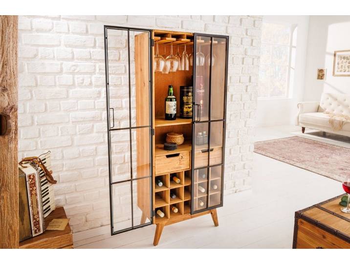 riess-ambiente Vitrine SEVEN SEAS 150cm natur / schwarz (1-St) Esszimmer · Barschrank · Holz · Landhaus