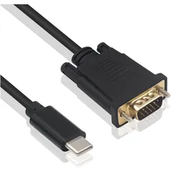 DLH USB-C Male To VGA Male Cable - Length 1.8m - Resolution Support (1.80 m), Videokabel, Schwarz