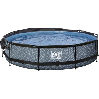 Framepool EXIT "inkl. Sonnensegel", grau, H:76cm Ø:360cm, Schwimmbecken, ØxH: 360x76 cm, mit Kartuschen-Filterpumpe & Filterkartusche