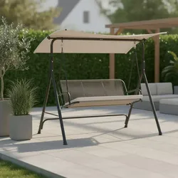 Hollywoodschaukel Savanna Hellgrau Outdoorstoff/Metall