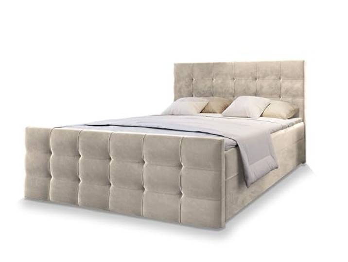 Masseno Boxspringbett Amon 200x200 cm Komplett-Set mit Matratze und Topper, Polsterbett mit Zwei Bettkästen -Beige, Cosmic 10