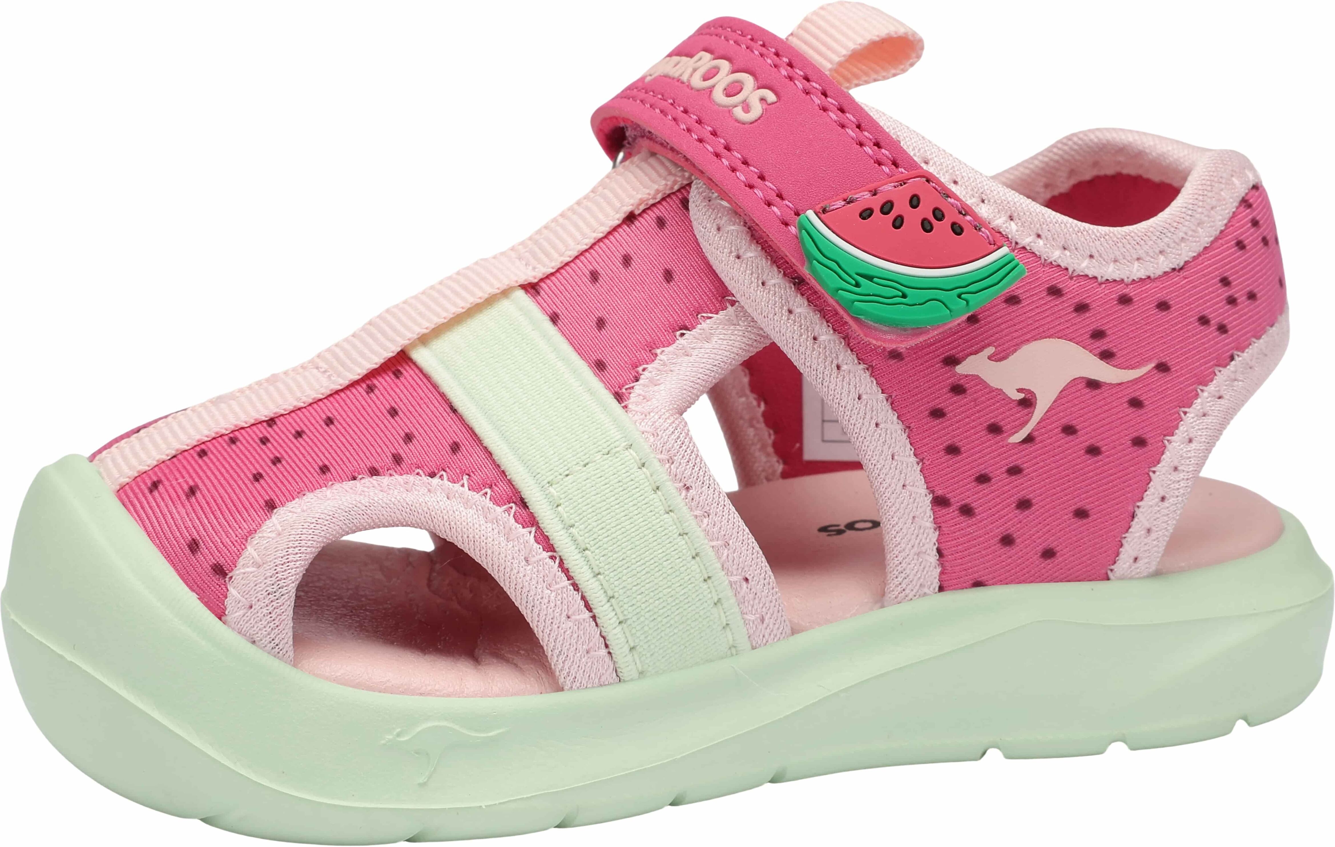 Sandale KANGAROOS "K-TOE ELLIS", Mädchen, Gr. 22, atmungsaktiv, pink (daisy pink, melon squash), Mesh, Synthetik, Schuhe Sandale daisy pink, melon squash 22, atmungsaktiv