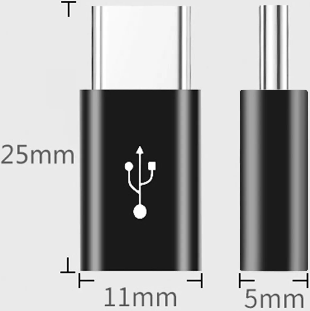 INF 2er-Set kurzer Android-zu-USB-C-Adapter, PD Schnellladung bis 5A, Datenübertragung, Plug-and-Play Schwarz