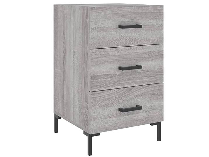 HGLADYU Nachttisch Grau Sonoma 40x40x66 cm aus Holzwerkstoff mit Schublade und Metallfüßen, moderner Nachtschrank mit Stauraum für Dekoration