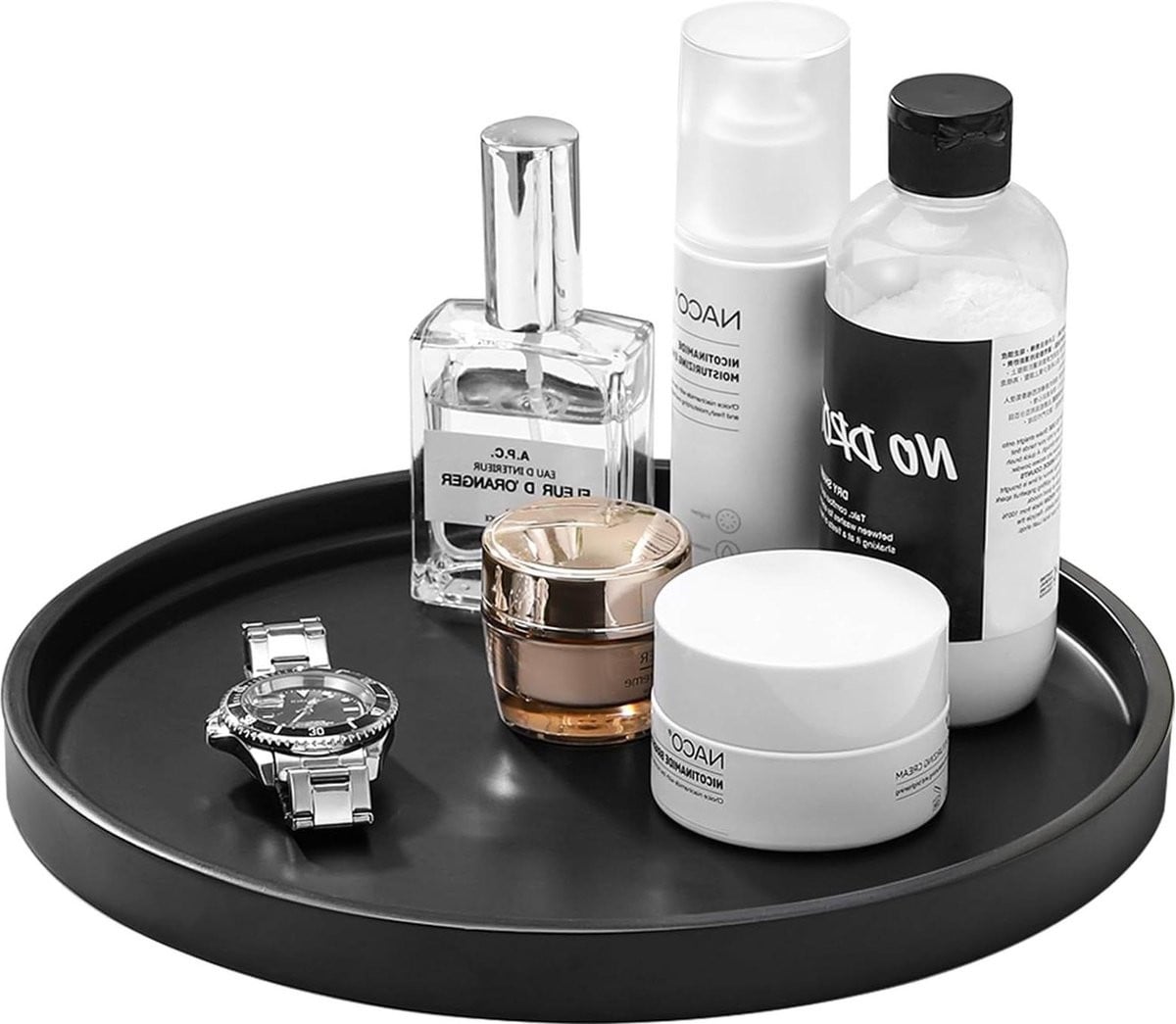 Ronde Resin Dienblad voor Badkamer en Keuken - Zwarte Organizer voor Parfum, Zeep en Decoratie