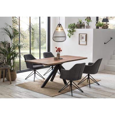 Esstisch HOME AFFAIRE "Manhattan", beige (natur, schwarz, natur), B:180cm T:90cm, Tische, Esstisch, mit echter Baumkante
