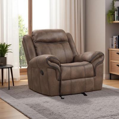 VIVIADORE Brown Leatherette Glider Recliner Chair, Transitional Living Room Armchair with Manual Reclining, Pillow-Top Arms