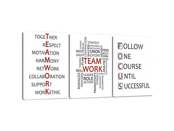 Leinwandbild 3-teiliges Set Teamwork Motiv 30 x 40 cm, Mehrfarbig, 40x0.5 cm, Bilder & Rahmen, Bilder, Leinwandbilder