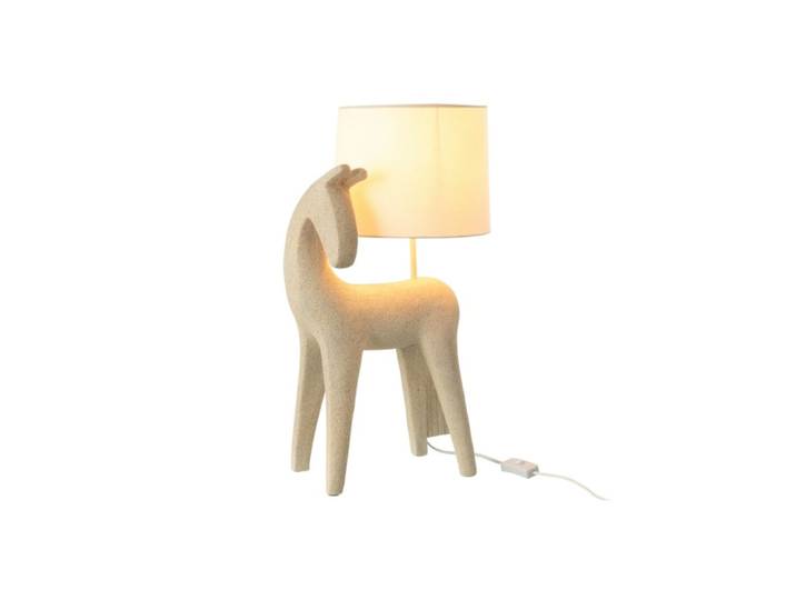 Lampe cheval en résine beige 32x23.5x56 cm