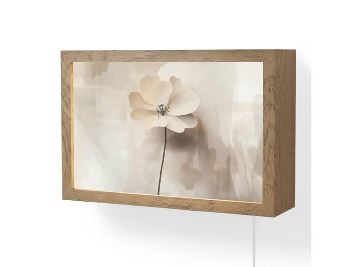 OnlyWow Wandleuchte - Blume - Beige - Farbe - Schatten - 30x20 cm, Holzwerkstoff, Rechteckig, LED integriert, 30x20x8 cm, Lampen & Leuchten, Innenbeleuchtung, Wandlampe
