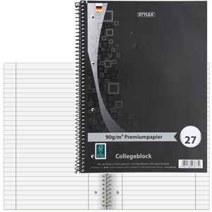 Stylex Collegeblock 43877, A4, Innen- und Außenrand, 90 g/m², 80 Blatt, liniert