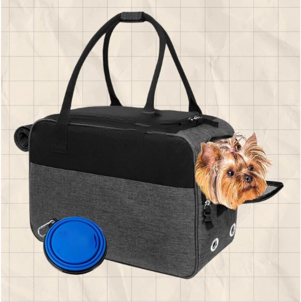 INF Sac de transport pour animal en tissu Oxford - Respirant, grande capacité, multi-ouvertures, porté épaule, main et