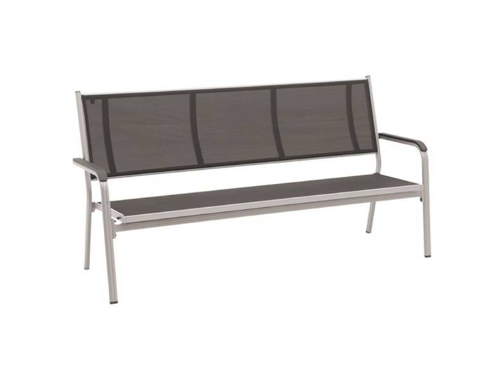 Kettler Basic Plus Gartenbank Aluminium/Textilene Dunkelgrau Hellgrau