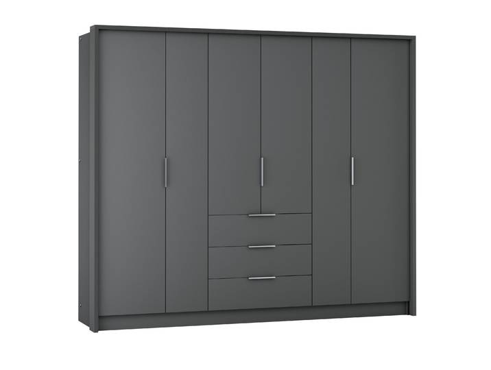 Masseno Drehtürenschrank SHACO 255/217/65cm 6-türig Graphit
