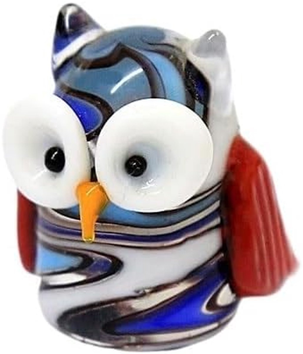 Handgemaakt Multicolor Mini Uil Glazen Beeldje voor Interieur Decoratie