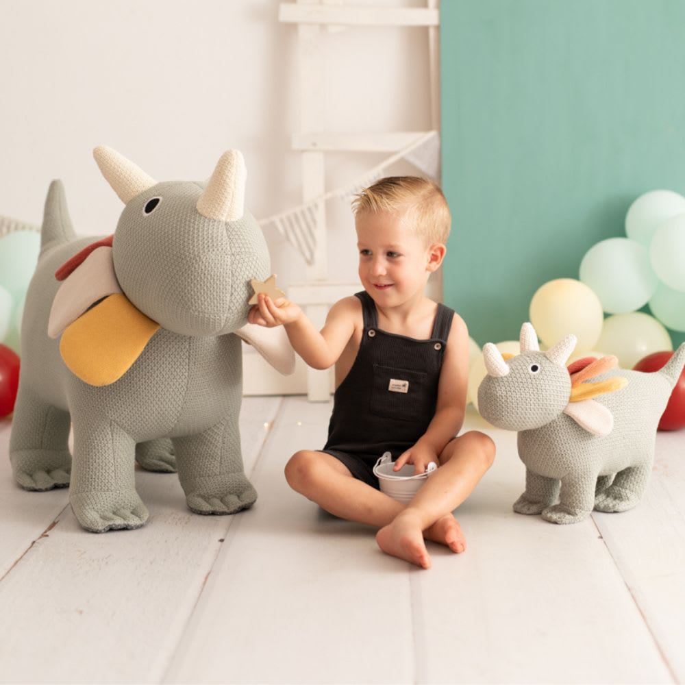 Crochetts Pack peluche dinosaurio triceraptus algodón verde