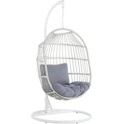 HÄNGESESSEL mit Gestell PE Rattan/Flechtseil weiß 102 cm Alba