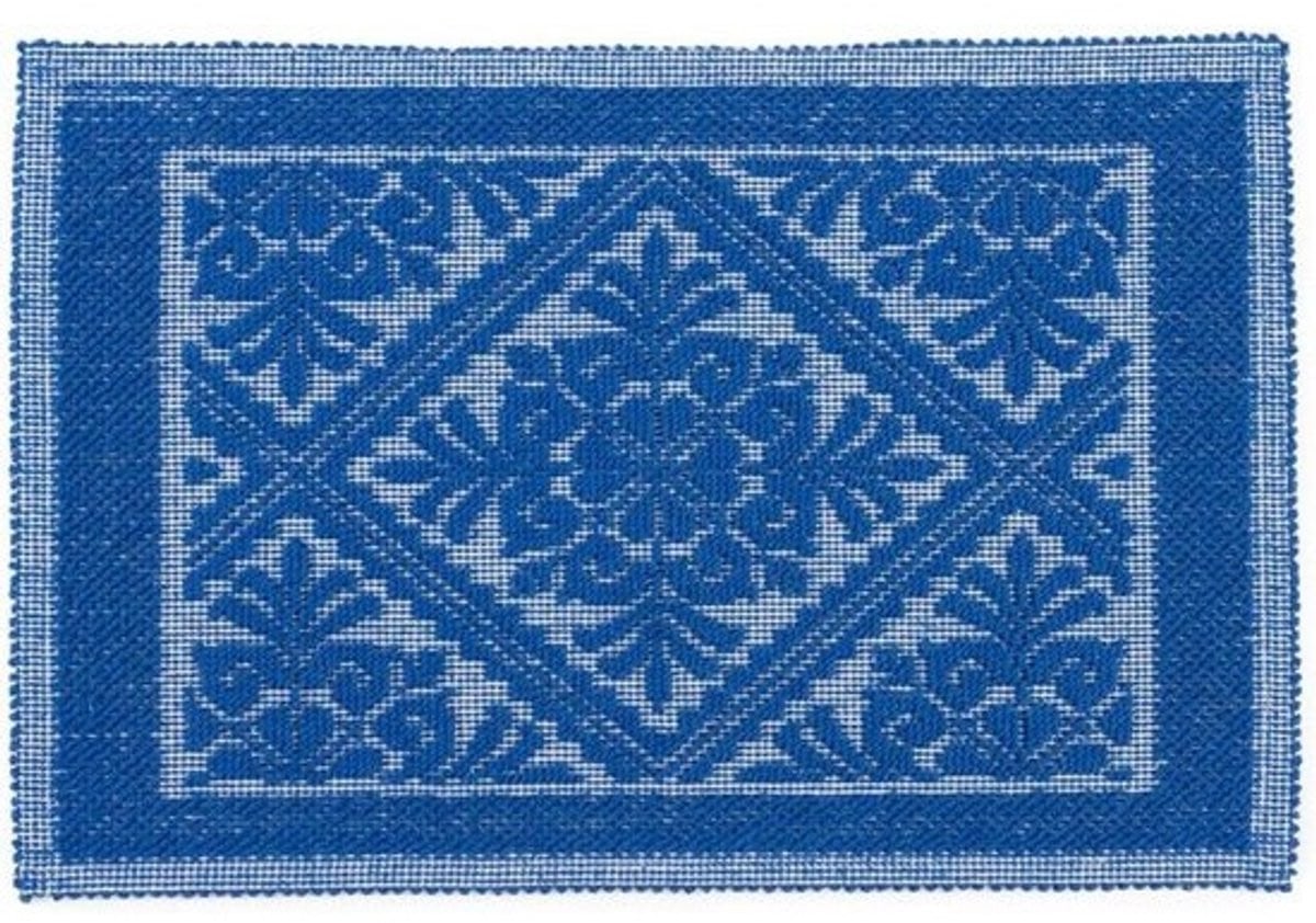 Blauwe absorberende katoenen badmat met antislip met afmetingen 60 x 40 cm