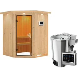 Karibu Sauna Nanja-3,6kW230VBioofen-Steuerg.-Inkl.Dachkranz