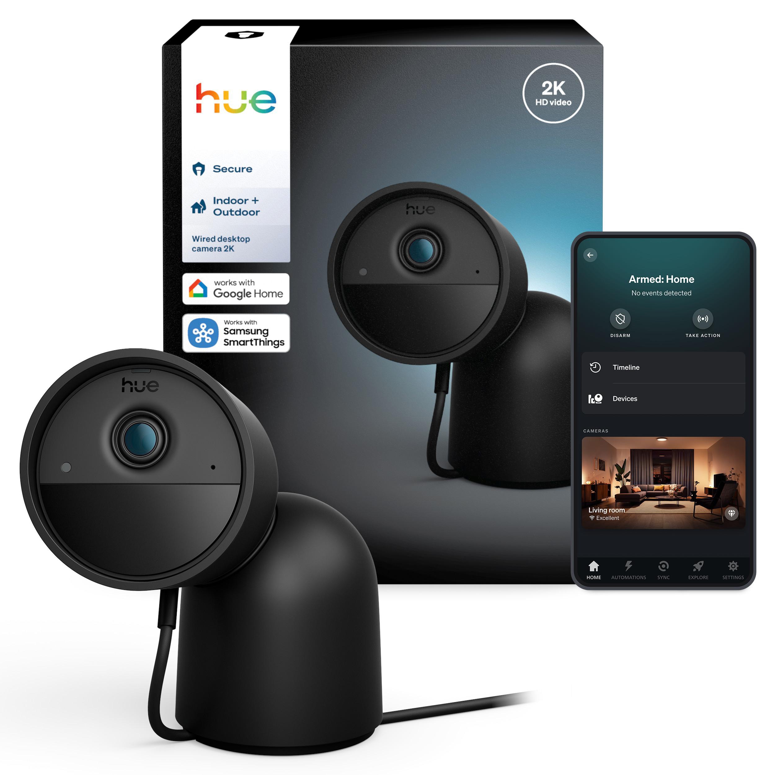 Philips Hue Secure kabelgebundene Kamera mit Standfuß 2K-Videoauflösung schwarz 04573700