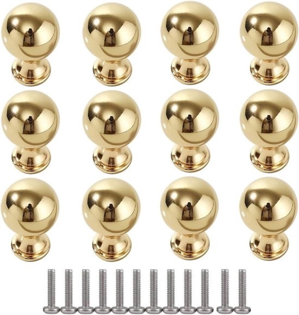 Set van 12 gouden ronde meubelgrepen van aluminium