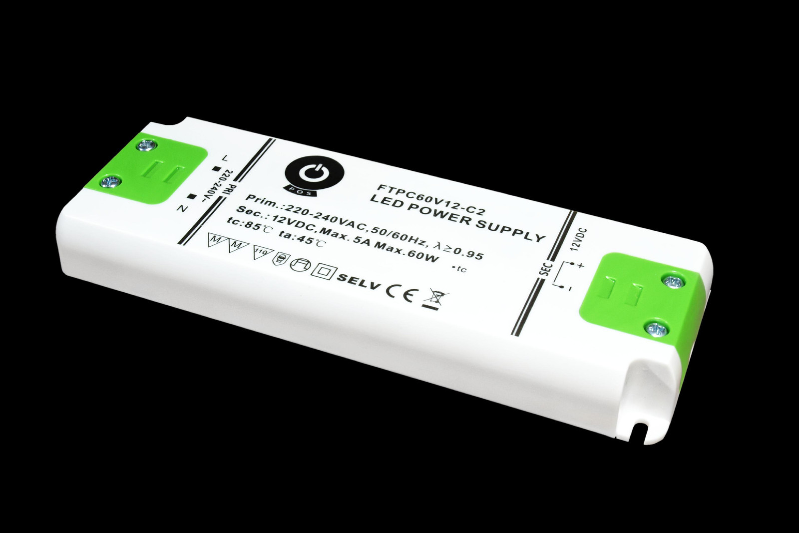 Compacte LED-voeding 12V/5A EU-model ultradun