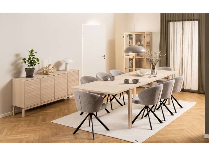 Esstisch ACTONA GROUP Linley Tisch , weiß (weiß pigmentiert eiche), B:200cm H:75cm T:100cm, Tische, Esstisch, Eichenfurnier geölt, Ausziehplatte vorbereitet, B: 200 cm