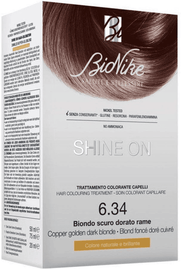 Bionike Shine On 6.34 Biondo Scuro Dorato Rame Trattamento Colorante Capelli