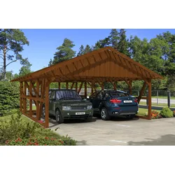Skan Holz Schwarzwald Doppel 684x772cm Dachlatt.nussbaum inkl.gr.Abstellraum Holzcarport
