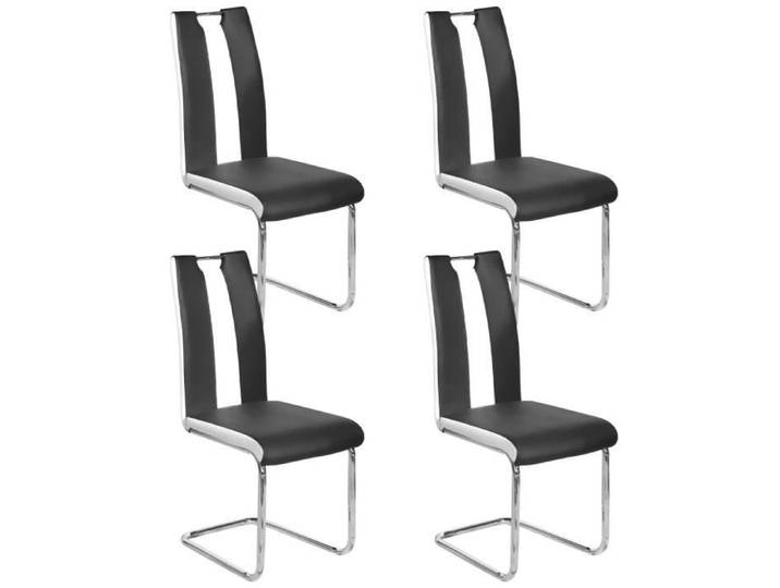 Lot de 4 chaises salle à manger - AKALNNY - Bow noir et étau blanc - Design contemporain - Pour intérieur