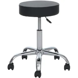 Arbeitshocker MCW-E47, Kosmetikhocker, mit Rollen Kunstleder, MVG-zertifiziert ~ schwarz