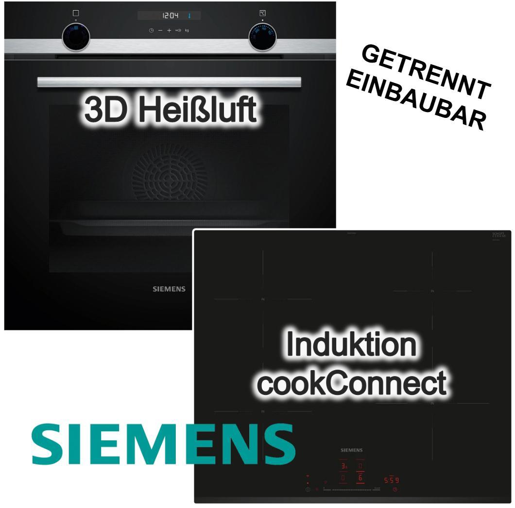 Siemens Herdset Backofen 3DHeißluft Hydrolyse Pizzastufe + Induktionskochfeld Boost TouchSlider HomeConnect