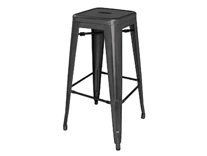 Bolero Bistro Hoher Barhocker aus Stahl, Schwarz, (4 Stück), Rostbeständiger pulverbeschichteter verzinkter Stahl, Innen- und Außenbereich, Sitzhöhe: 770mm, stapelbar DL881