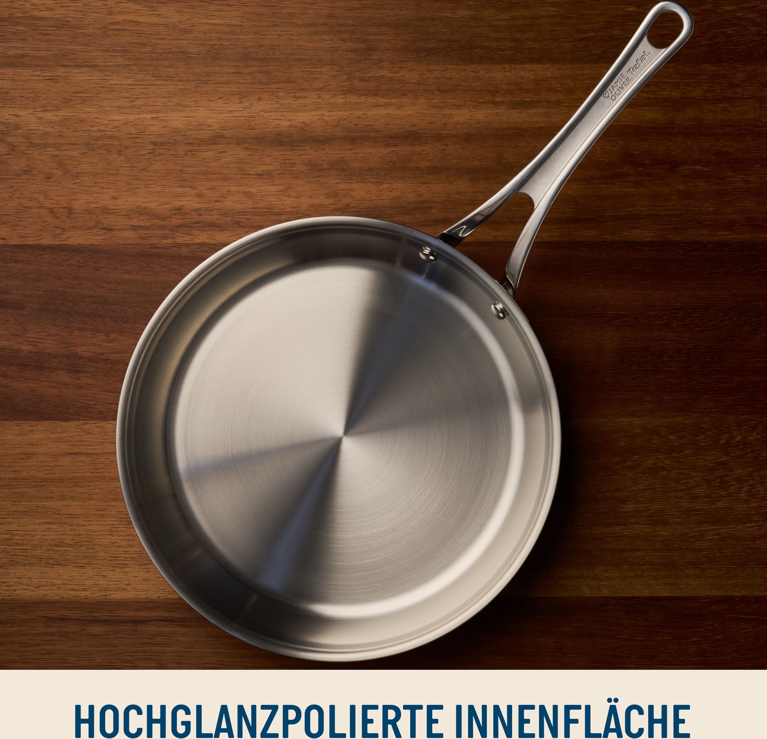 Bratpfanne TEFAL "JO Cook's Classics", edelstahl, B:29,8cm H:11,1cm L:50,7cm Ø:28cm, Pfannen, Bratpfanne, Aluminiumkern, 3-Schicht-Material, polierte Edelstahl-Innenfläche