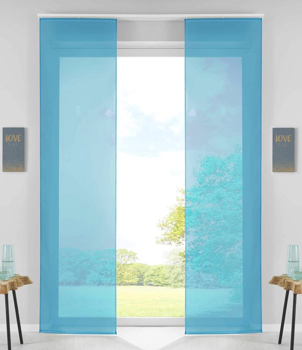 Set van 2 transparante paneelgordijnen met accessoires, 245 x 60 cm