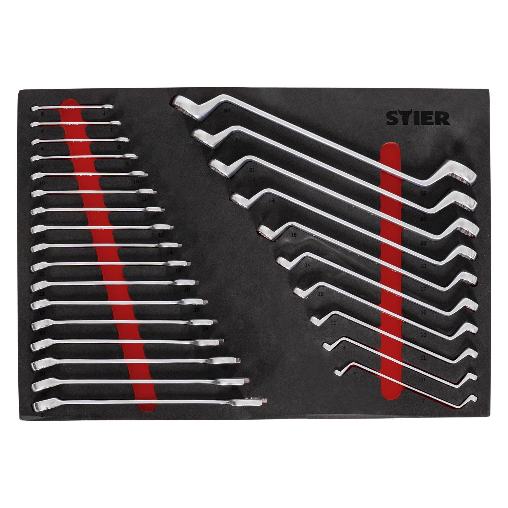 Stier Ringmaul- & Doppelringschlüsselsatz 27-teilig in Weichschaumeinlage (EVA) (10 mm, 11 mm, 12 mm, 13 mm, 14 mm, 15 mm, 16 mm, 17 mm, 18 mm, 19 mm, 21 mm, 22 mm, 24 mm, 6 mm, 7 mm, 8 mm, 9 mm) (53144320)