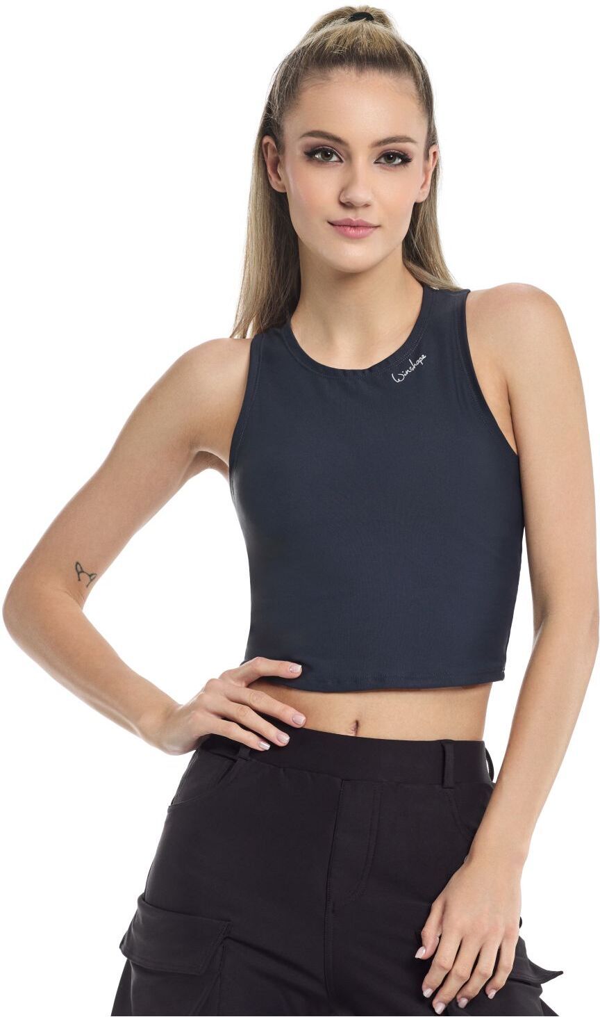 Tanktop WINSHAPE "AET136C", Damen, Gr. S, grau (anthrazit), 85% Polyester, 15% Elasthan, Rundhals, Tops Tanktop, Functional Comfort anthrazit S