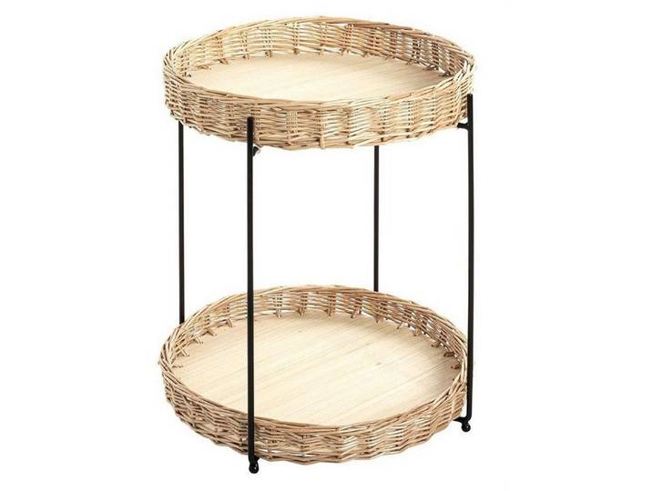 HAKU Beistelltisch Haku Beistelltisch Ø 42cm mit 2 Ablagen schwarz-natur
