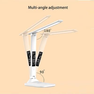 Evergreen Home Goods USB C Rechargeable Desk Lamp, Touch Dimmable LED Eye Protection Light, With Alarm Clock, Thermometer USB C Rechargeable Desk Lamp, Touch Dimmable LED Eye Protection Light, With Alarm Clock, Thermometer