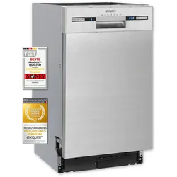 Exquisit Geschirrspüler EGSP9309-EF-030E inox | Spülmaschine 45 cm | ECO-Modus | Maßgedecke: 9 | Unterbaugerät