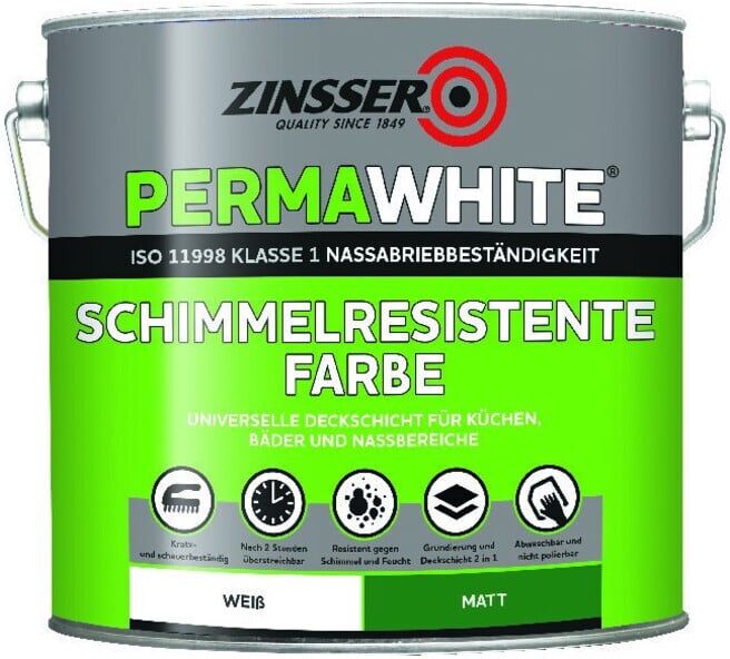 ZINSSER Permawhite blanc mat 2,5L ; RUST-OLEUM (852.DE.2.5)