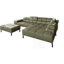 ECKSOFA NELSON Grün Leder