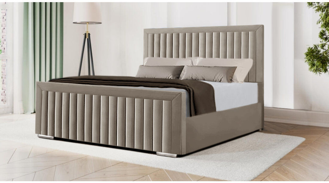 Ebern Designs Miyon Upholstered Velvet Bed Coffee Single (3')
