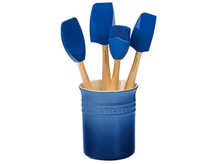Le Creuset Silicone Craft Series Utensilien-Set mit Steingut-Topf, 5-teilig, Marseille