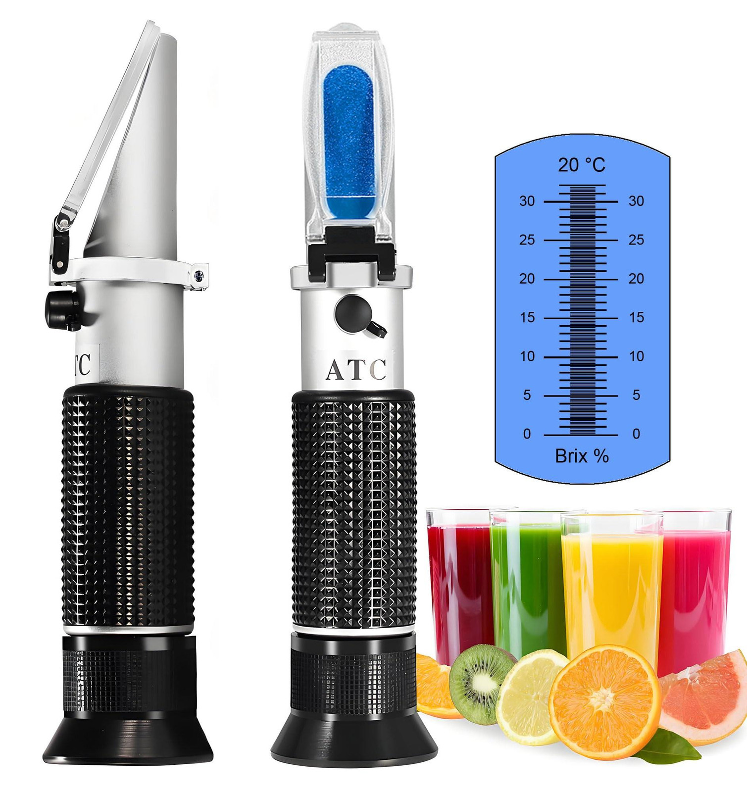 Dripio Handheld refractometer voor het meten van suikergehalte, meetbereik 0–32 % Brix