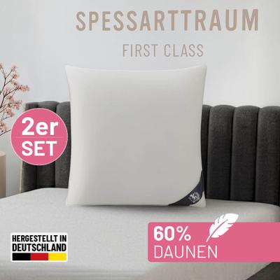 Daunenkissen SPESSARTTRAUM "FIRST CLASS", weiß, B:50cm L:50cm, Bezug: 100% Baumwolle. Füllung: 60% Daunen, 40% Federn, Kopfkissen, hergestellt in Deutschland, allergikerfreundlich