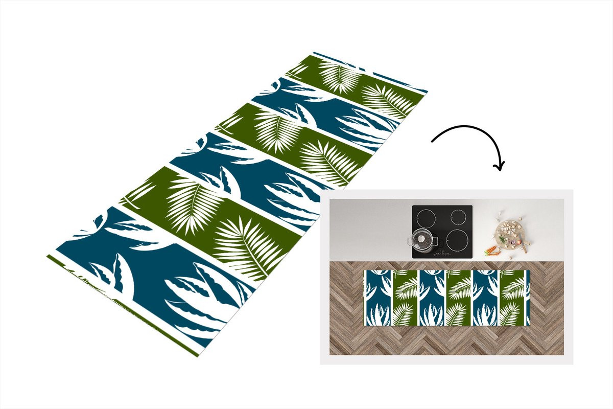 KitchenYeah Keukenloper Hawaii Tropisch Design met Bladeren - Vinyl - 150 x 50 cm