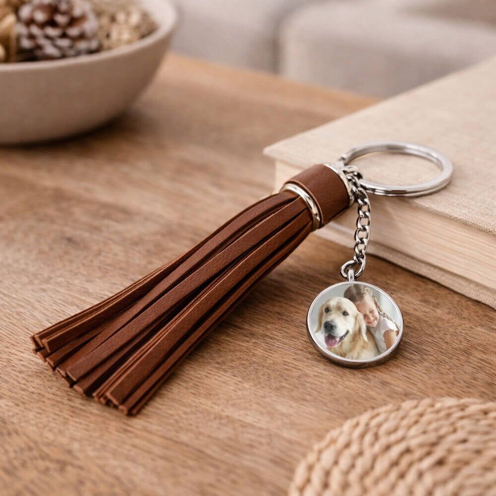 Ocadeau Porte clé long plumeau brun