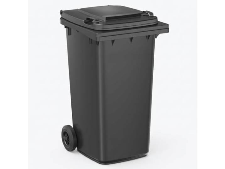 plasteo 240 Liter Mülltonne Grau – Wetterfeste Abfalltonne DIN-konform für Mülltrennung